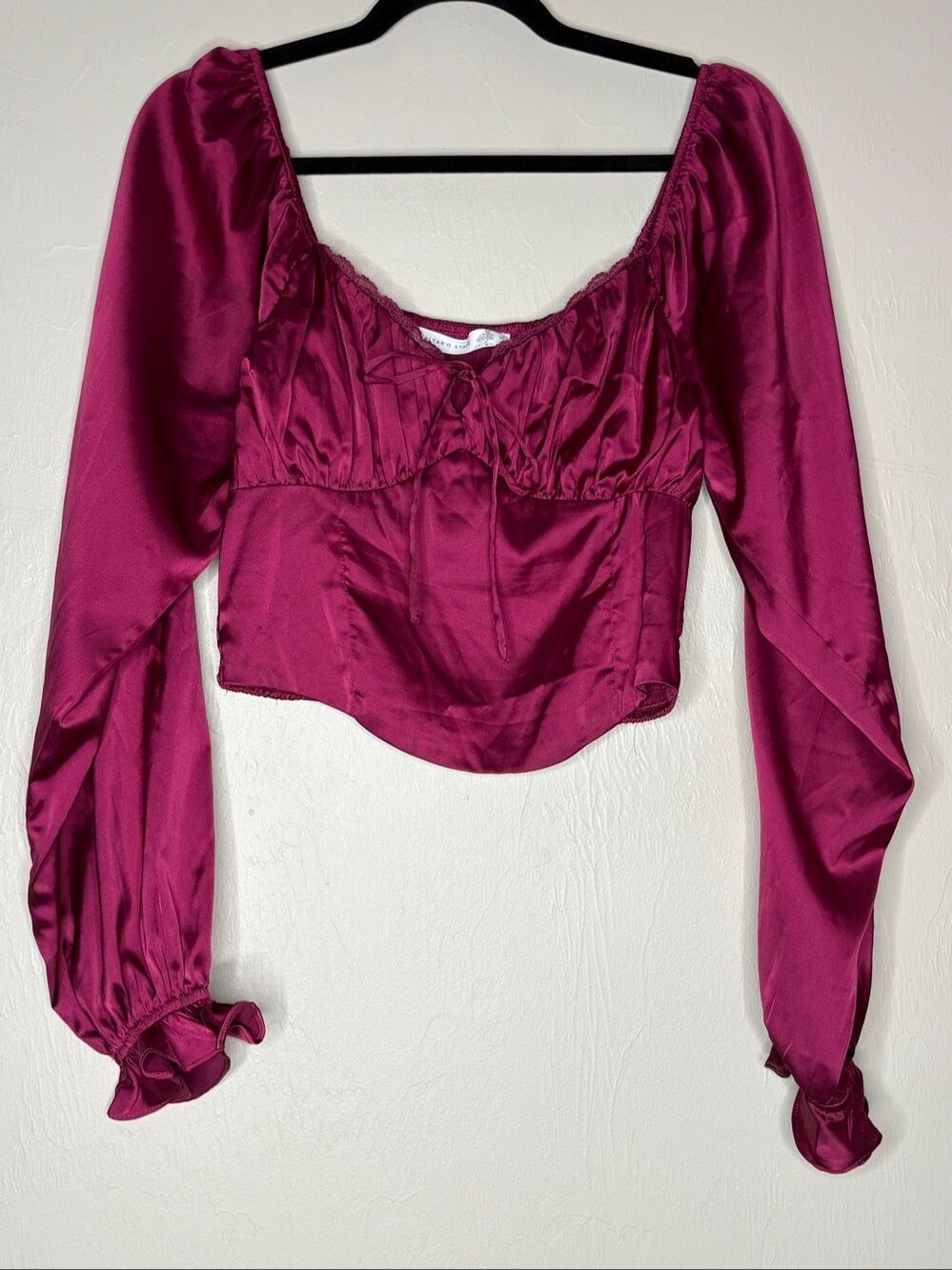 Altar'd State Crush Berry Corset Crop Top Long Sleeve Bustier Medium-219